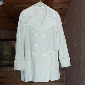 Vintage 70s Rain / Shine Cream Ivory M 8/10 Double-breasted Lightweight Jacket